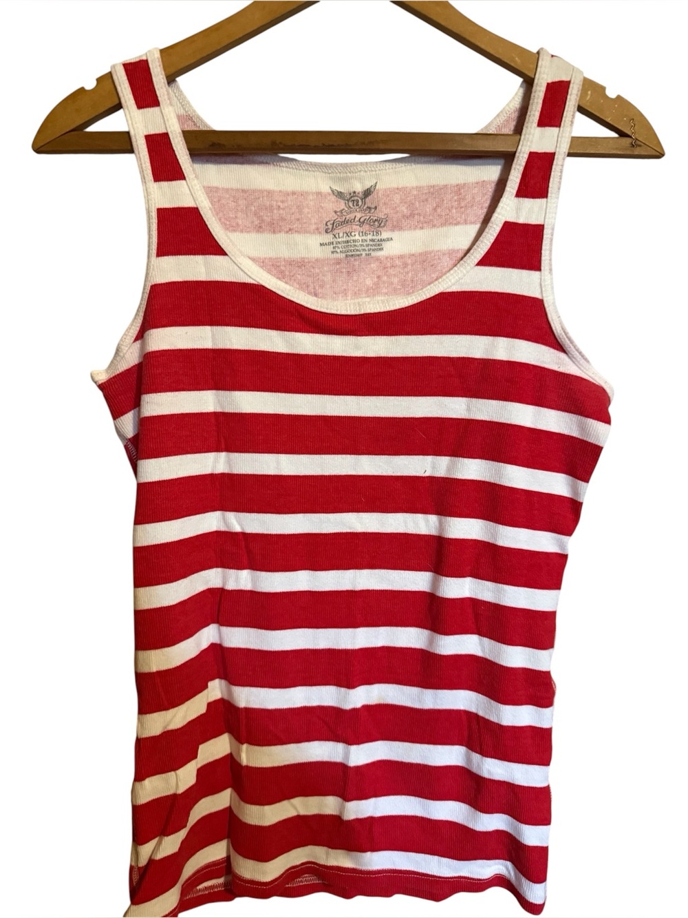 Faded glory xl extra large scoop neck Red white striped women’s sleeveless Tank